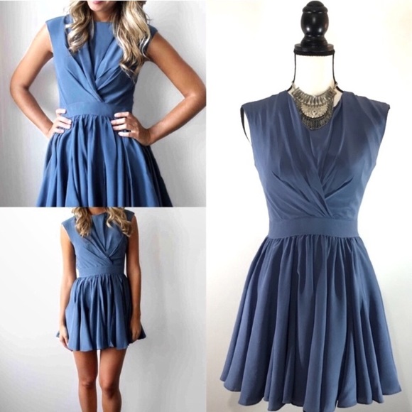 Paper Crown Dresses & Skirts - Paper Crown Blue Pleated Flare Dress